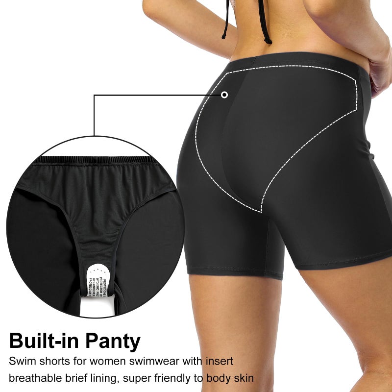 Firpearl Women's Board Shorts UPF50+ Sport Surf Shorts Swimsuit Bottom Swim Shorts Black US16 - Image 4